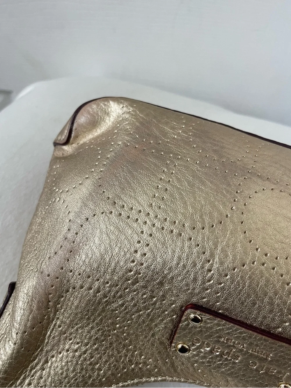 Kate Spade Y2K Vintage Metallic Gold Leather Shoulder Bag with Tassel